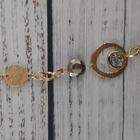 Chico’s Long Gold Druzy Statement Necklace | Layered Boho Chic - Picture 3 of 5